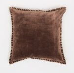 Stonewashed Cotton Velvet Throw Pillow With Decorative Handstiched Edges-19X19 Inch