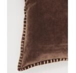 Stonewashed Cotton Velvet Throw Pillow With Decorative Handstiched Edges-19X19 Inch - Image 5