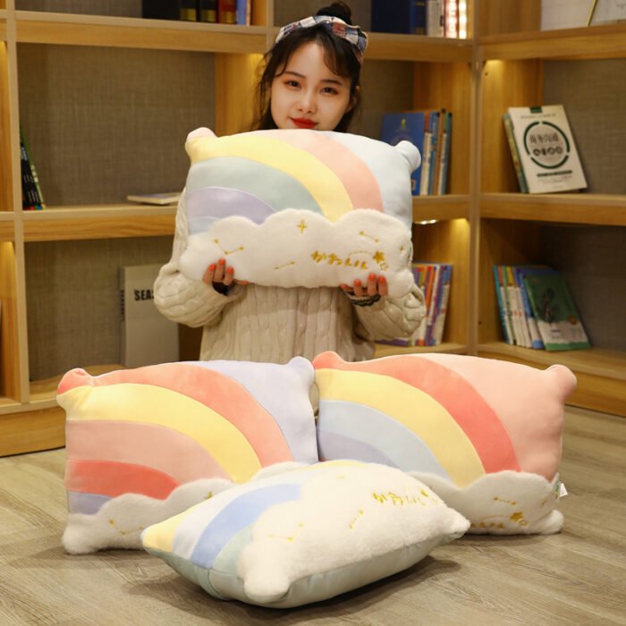 Cute Cloud Rainbow Pillow Office Chair Backrest Decorative Cushion - Image 2