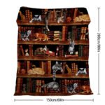 Vintage Kitten Flannel Blanket Cat In The Bookshelf Throw Blanket Librarian Book Lover Gifts Fleece Blankets For Bed Couch Sofa - Image 7