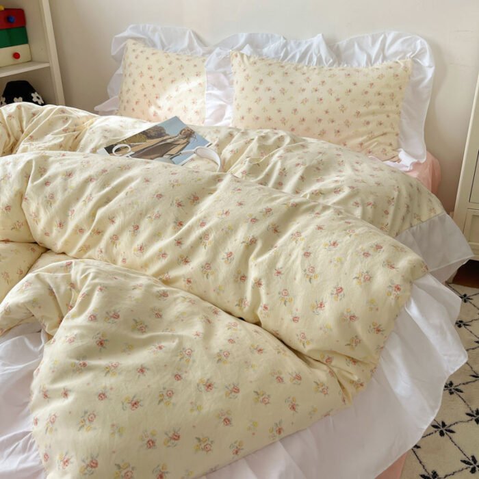 Four-piece Bed Set Washed Cotton Duvet Cover Sheets - Image 7