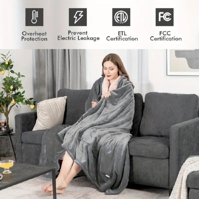 Heated Blanket Queen Size With Dual Zone Control - 10 Heat Settings Electric Throw Blanket With Automatic Shut Off Timer, Machine Washable Soft Flannel - Image 1