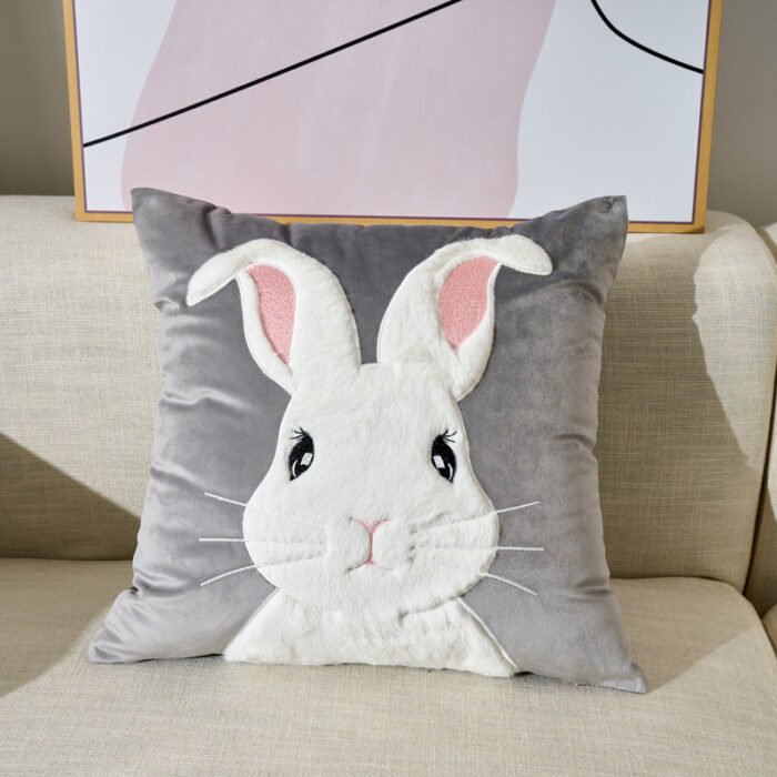 Embroidered Velvet Plush Cute Sofa Decorative Cushion Pillow Cover - Image 7
