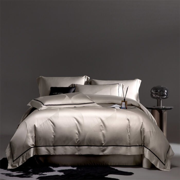 160S Horse Cotton Jacquard Four Piece Set Cotton Bed Sheet And Duvet Cover - Image 1