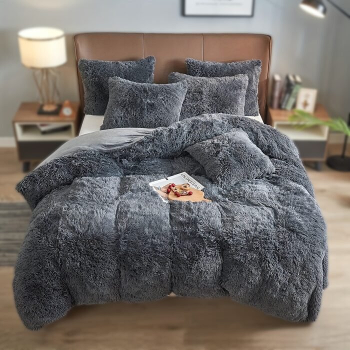 4PCs Plush Duvet Cover Set Luxury Ultra Soft Velvet Duvet - Image 4