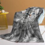 Cat Blankets For Cat Lovers Cute Cat Blanket For Girls Women Fleece Cat Sherpa Blanket Black And White Cat Print Blanket Fuzzy Cat Blanket Throw 130X150cm - Image 2