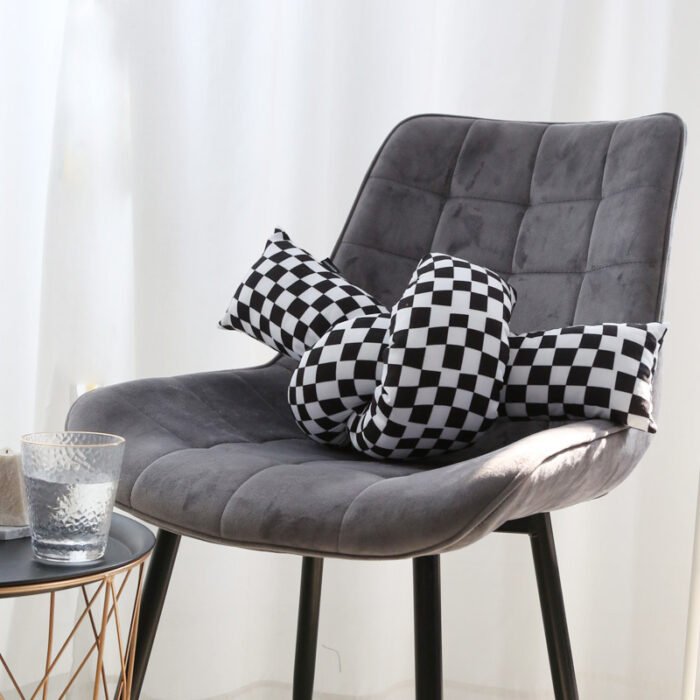 Checkerboard Twist Pillow Knotted Sofa Decorative Cushions - Image 5