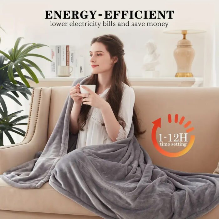 Heated Blanket Queen Size With Dual Zone Control - 10 Heat Settings Electric Throw Blanket With Automatic Shut Off Timer, Machine Washable Soft Flannel - Image 3