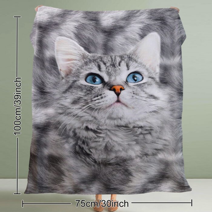 Cat Blankets For Cat Lovers Cute Cat Blanket For Girls Women Fleece Cat Sherpa Blanket Black And White Cat Print Blanket Fuzzy Cat Blanket Throw 130X150cm - Image 3