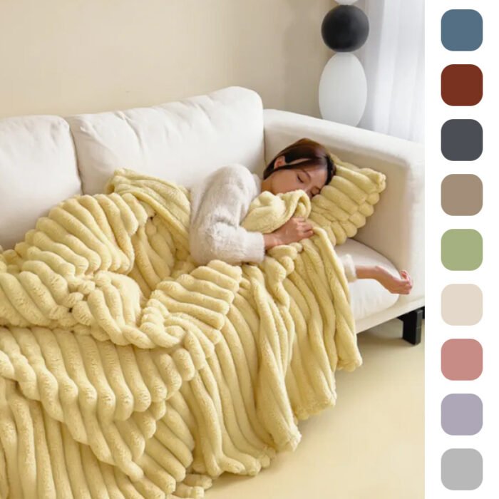 Soft Wind Bubble Velvet Blanket Warm Solid Rabbit Fur Blankets Double-sided Thickening Cover Throw Warm Fur Blanket - Image 1