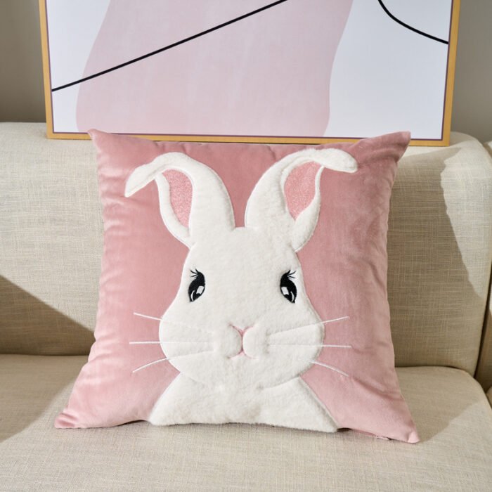 Embroidered Velvet Plush Cute Sofa Decorative Cushion Pillow Cover - Image 1