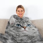 Cat Blankets For Cat Lovers Cute Cat Blanket For Girls Women Fleece Cat Sherpa Blanket Black And White Cat Print Blanket Fuzzy Cat Blanket Throw 130X150cm - Image 7