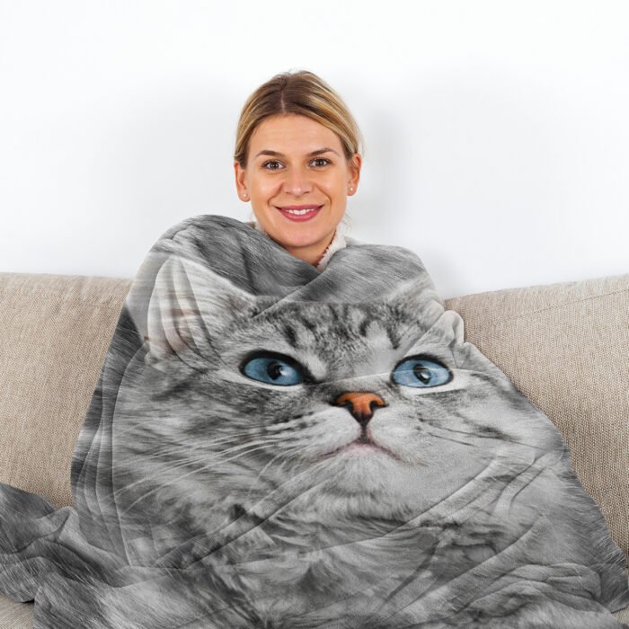 Cat Blankets For Cat Lovers Cute Cat Blanket For Girls Women Fleece Cat Sherpa Blanket Black And White Cat Print Blanket Fuzzy Cat Blanket Throw 130X150cm - Image 7