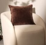 Stonewashed Cotton Velvet Throw Pillow With Decorative Handstiched Edges-19X19 Inch - Image 2