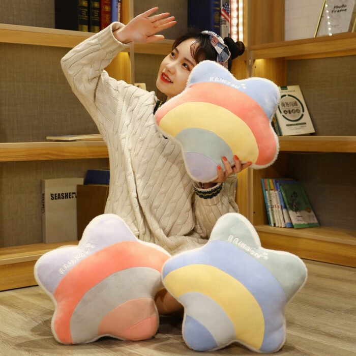 Cute Cloud Rainbow Pillow Office Chair Backrest Decorative Cushion - Image 3