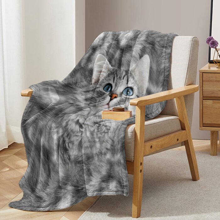 Cat Blankets For Cat Lovers Cute Cat Blanket For Girls Women Fleece Cat Sherpa Blanket Black And White Cat Print Blanket Fuzzy Cat Blanket Throw 130X150cm - Image 6