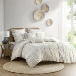 King Cal King Cotton Printed Duvet Cover Set With Chenille - Image 5